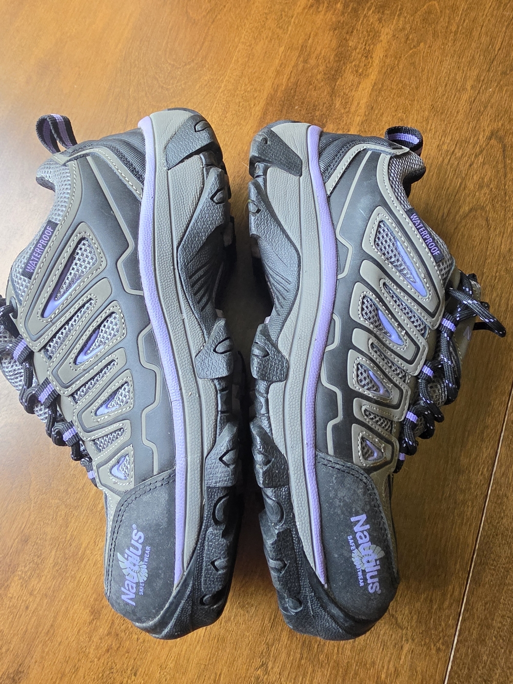 Nautilus Women's Gray and Purple Waterproof Trail Sneakers